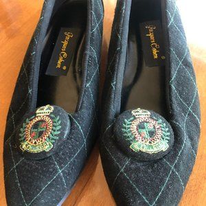 Jacques Cohen soft, easy slip-on flats, quilted suede design,